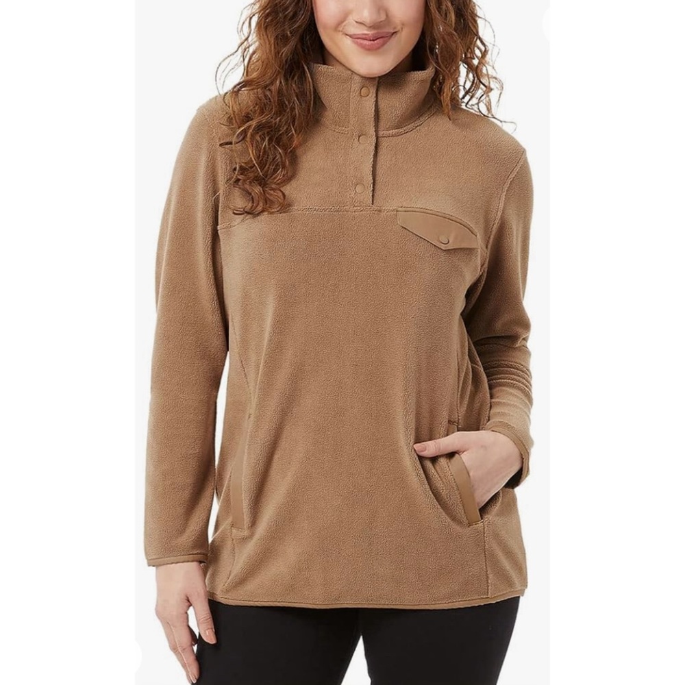 32 Degrees Heat Tan Fleece 1/4 Zip Pullover Sweatshirt Women’s Size Medium